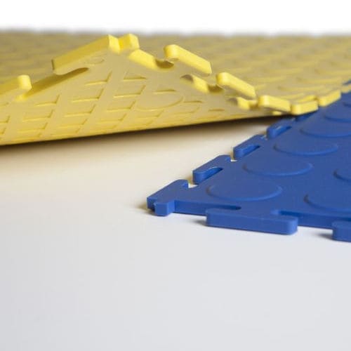 blue yellow r tile - How do you install Rubber Interlocking flooring?